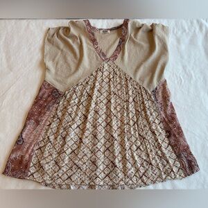 Gimmicks by BKE Patchwork Babydoll Blouse